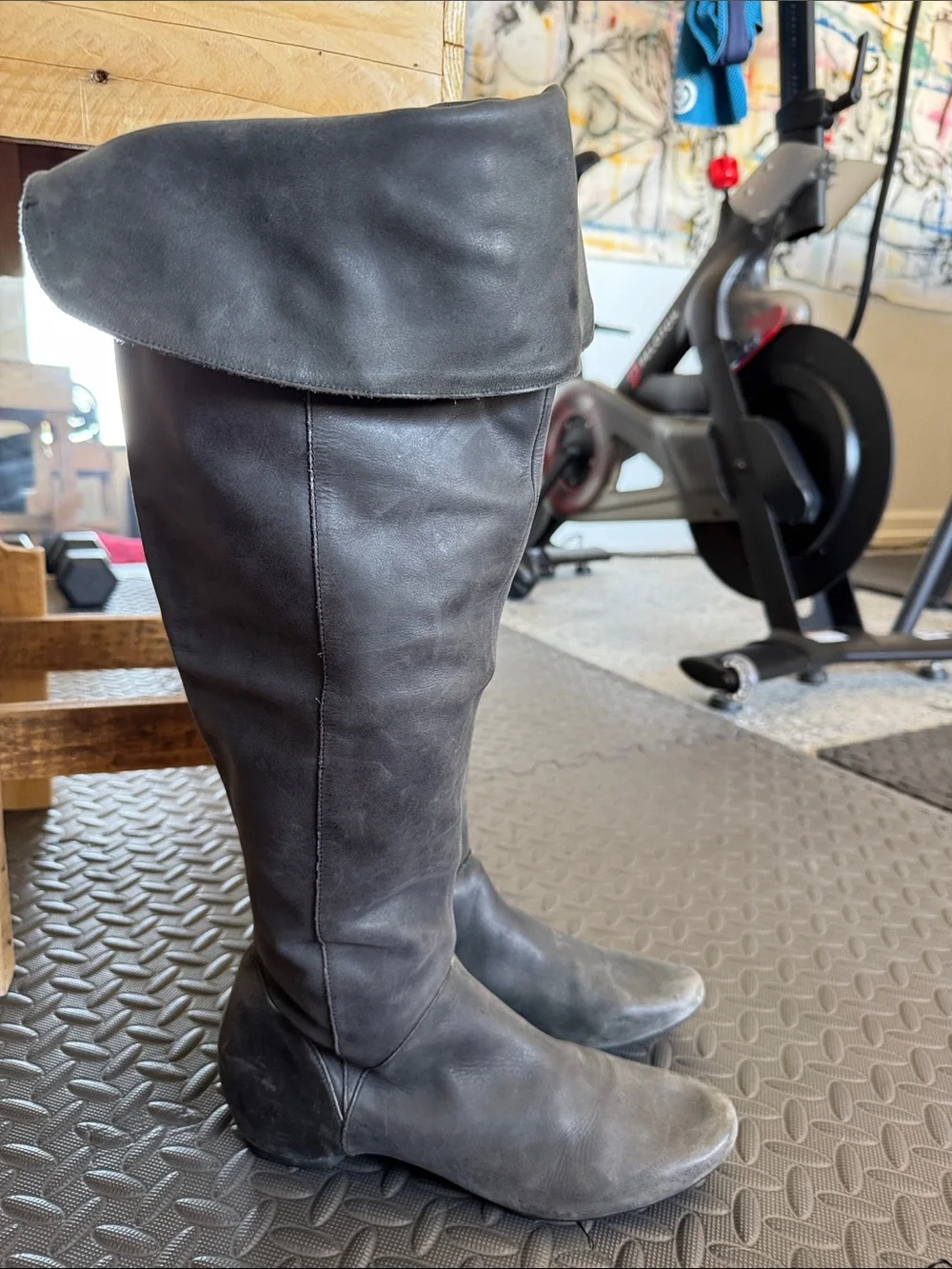 Kenneth Cole Over the Knee Optional Fold Flat Leather Boots